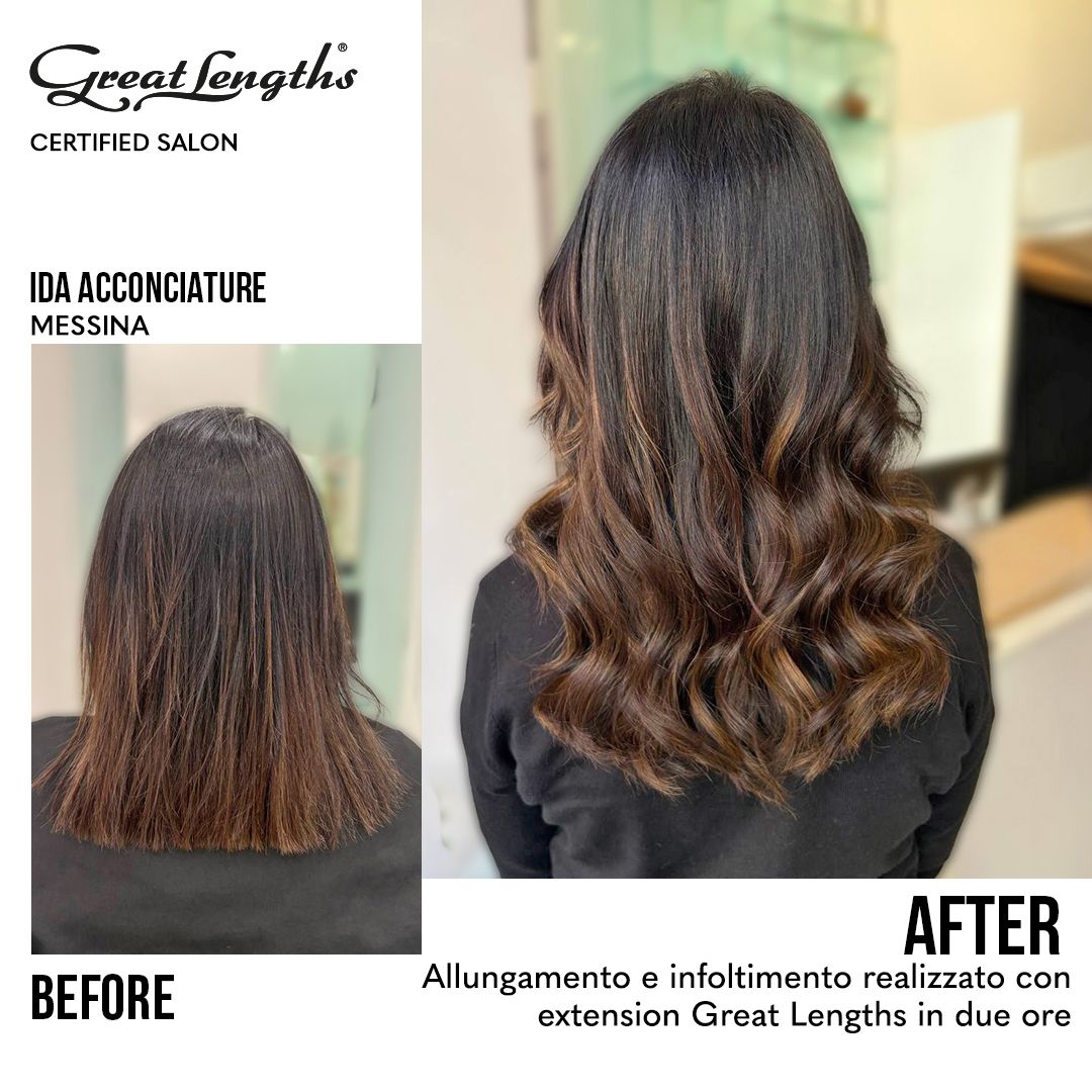 Allungamento e infoltimento realizzato con extension Great Lengths in due ore Ida acconciature Messina