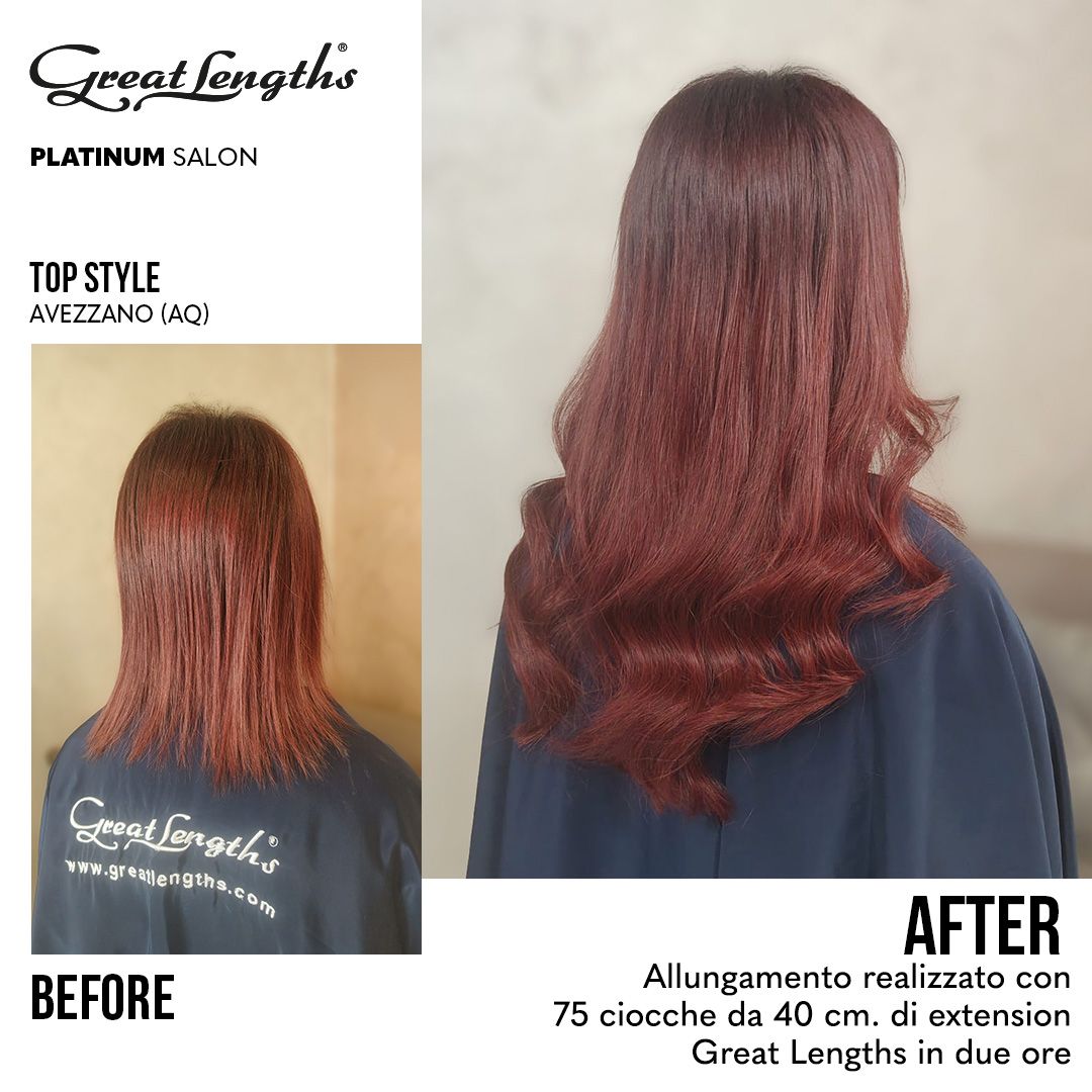 Allungamento realizzato con 75 ciocche da 40 cm. di extension Great Lengths in due ore Top Style Avezzano b