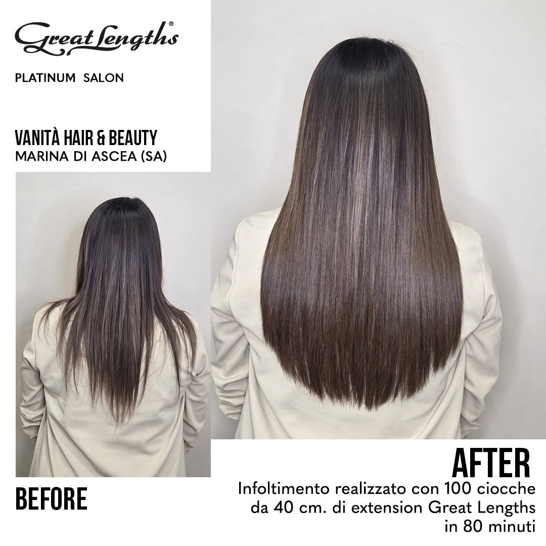 Infoltimento realizzato con 100 ciocche da 40 cm. di extension Great Lengths in 80 minuti Vanità Hair Beauty Marina di Ascea (2)